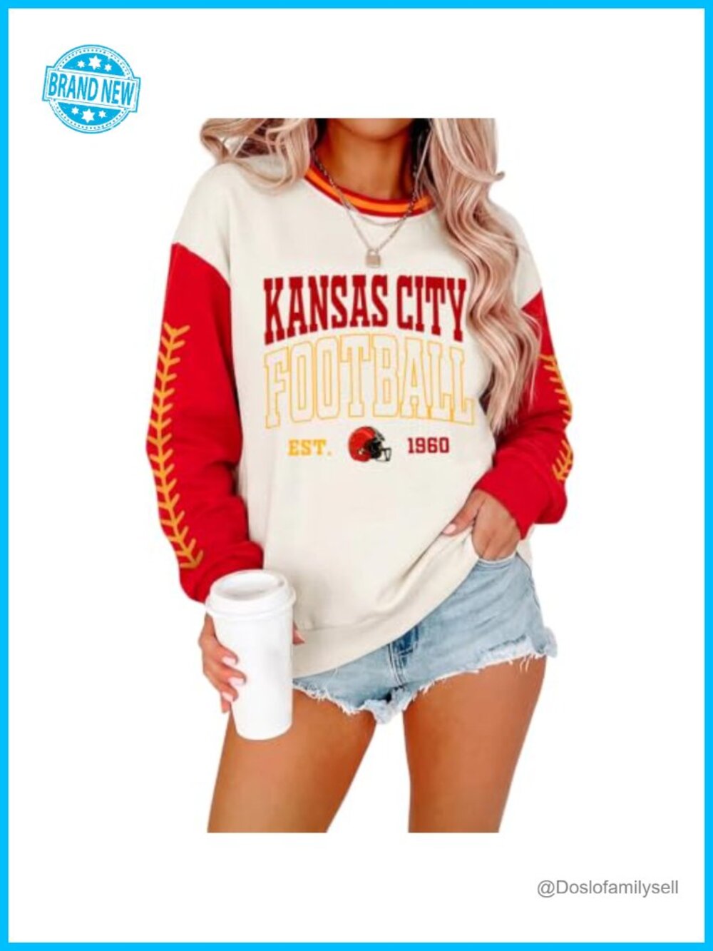 Women's Football Sweatshirt Game Day Crew Neck Long Sleeve Cotton Polyester